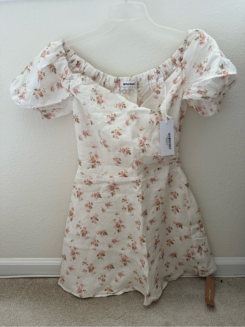 Reformation 100% Linen Floral Bowie Mini Dress Mildred, Size 2, NWT